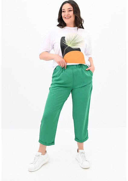Kadın Büyük Beden Baskı Detaylı T-Shirt Takım 8105-24