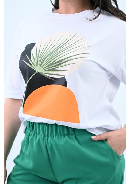 Kadın Büyük Beden Baskı Detaylı T-Shirt Takım 8105-24