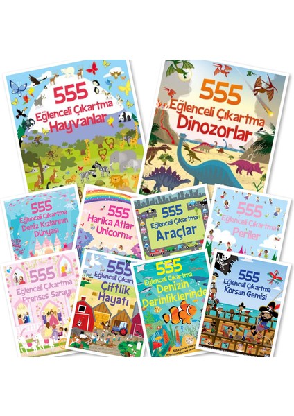 555 Eğlenceli Çıkartma Seti 10 Kitap