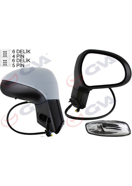 Diş Dikiz Aynasi Sağ 207 06 Elektrikli Isitmali Sinyalli Sensörlü Astarli Konveks VM-6207EHPSR 18051
