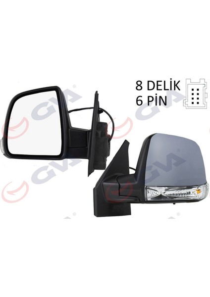Diş Dikiz Aynasi Sol Doblo 11 Elektrikli Sinyalli Astarli Tek Camli Konveks 6 Fiş VM-668EHPL 18051