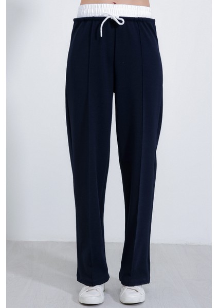 Kadın Lacivert Bol Paça Çımalı Pantolon 6662 fiyatları