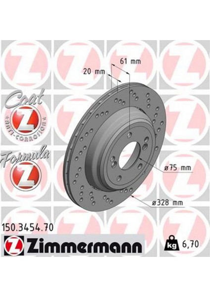 Fren Diski Arka Sag Bmw M3 E46 Yüksek Kaplamali Havali Delikli 18051