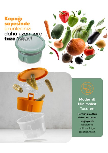 Sunumluk Zeytin Turşu Peynir Çok Amaçlı Süzgeçli Saklama Kabı Sarı modelleri