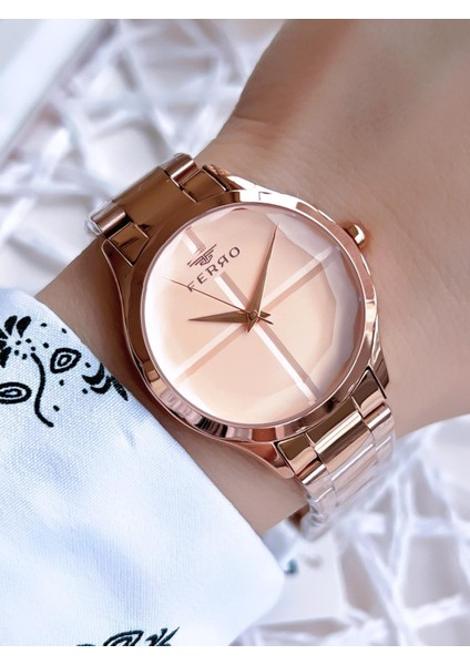 Rose Gold Renk 3 Atm Suya Dayanıklı Çelik Kordon Özel Tasarım Kadın Kol Saati BFL21250AWT-C4