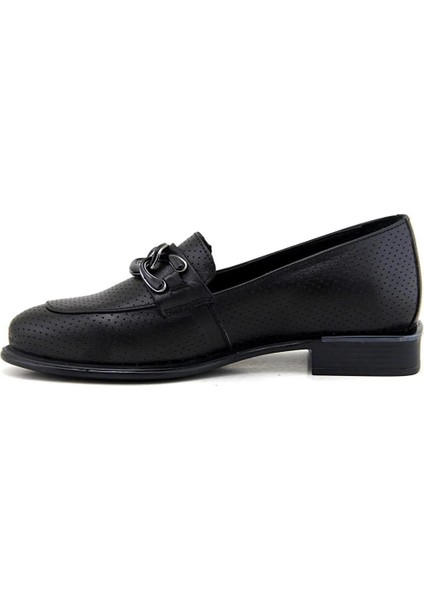 2050122 Kadın Tokalı Baskılı Loafer Ayakkabı modelleri