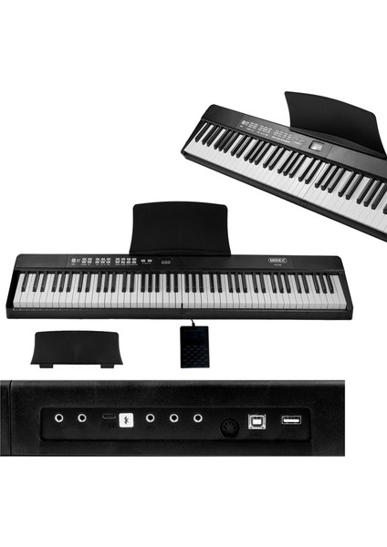 PLX-80BK Taşınabilir Katlanır Dijital Piyano Tuş Hassasiyetli 88 Tuş BT (Sustain Çanta Metod) fiyatları
