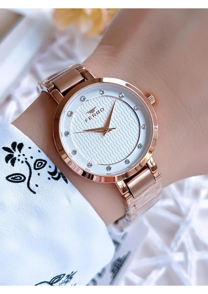 Rose Gold Renk 3 Atm Suya Dayanıklı Çelik Kordon Özel Tasarım Kadın Kol Saati BF81969AWT