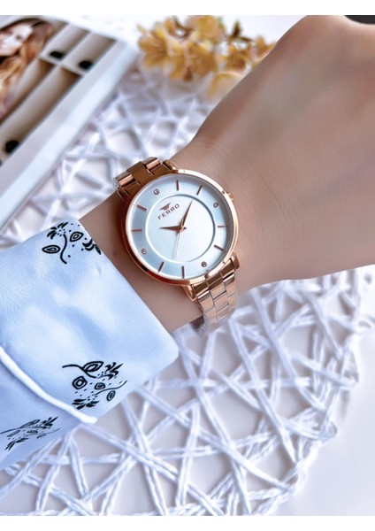 Rose Gold Renk 3 Atm Suya Dayanıklı Çelik Kordon Özel Tasarım Kadın Kol Saati BF21099AWT-C fiyatları