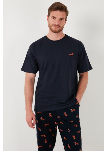 Pamuklu Regular Fit Kısa Kollu Pijama Takımı Erkek Pijama Takımı 6572012 fırsatları