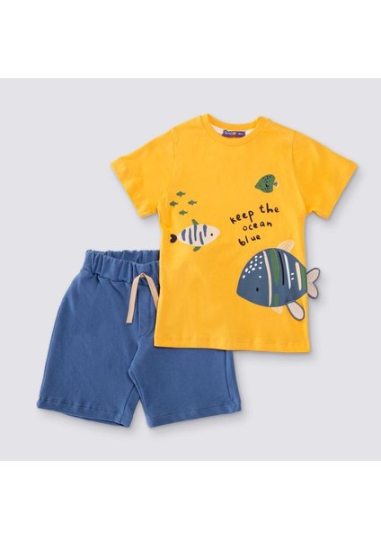 Erkek Çocuk Balina Desenli Tişört Şort 2 Li Takım