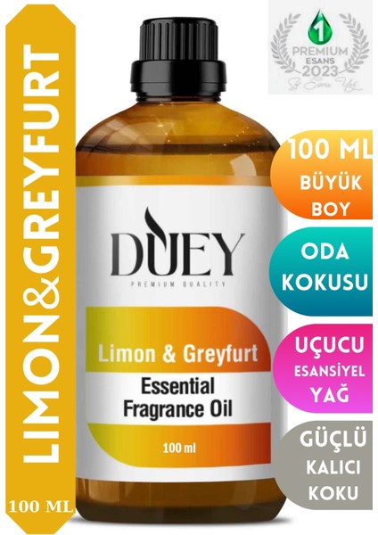 Limon&greyfurt Uçucu Yağ 100ML Buhurdanlık Yağı Difüzör Esansı Oda Kokusu Esansı Hava Nemlendirici