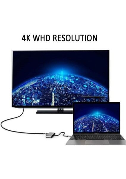 USB 3.1 Type-C' To 4K Ultra Hd 1080P Hdmi/vga/pd Şarj/usb 3.0 4in1 Çevirici Hub Adaptör fırsatları