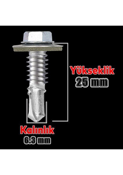 Trapez Çatı Vidası 6.3X25 mm Paket 100 Adet Matkap Uçlu Sac Akıllı Vida Çatı Panel Metal Ağaç Vidası fiyatları