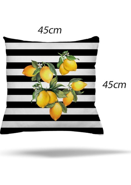 Limon Desenli Çift Tarafı Baskılı Gizli Fermuarlı Yastık Kılıfı Kırlent Koltuk Yastık Kılıfı fiyatları