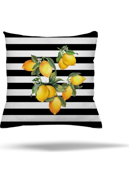 Limon Desenli Çift Tarafı Baskılı Gizli Fermuarlı Yastık Kılıfı Kırlent Koltuk Yastık Kılıfı modelleri