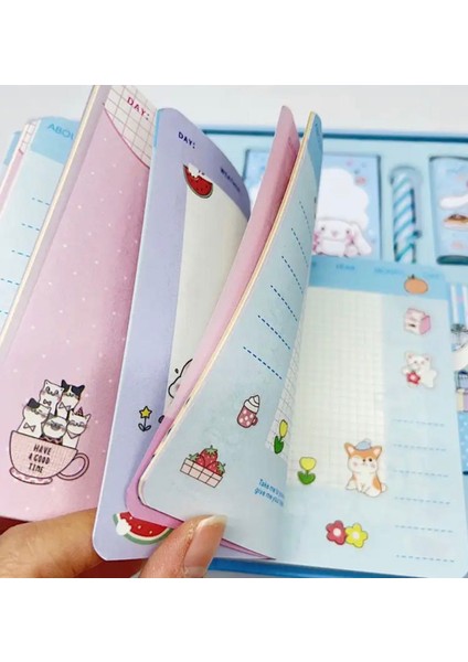 Kuromi Sanrio Kırtasiye Seti Not Defteri Günlük Ajanda Kalem Sticker Bant Etiket Küp Blok Not Hediye