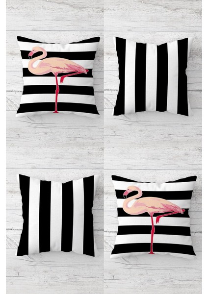 Filamingo Çizgili Yastık Kombin Gizli Fermuarlı Kırlent Kılıfı Koltuk Yastık Kılıfı TAKIM(4ADET) fiyatları