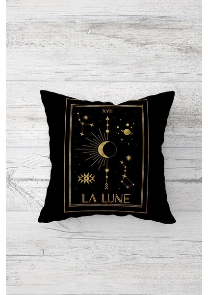 Göz ve Ay Desenli La Luna Gizli Fermuarlı Kırlent Kılıfı Koltuk Yastık Kılıfı TAKIM(4ADET) fırsatları