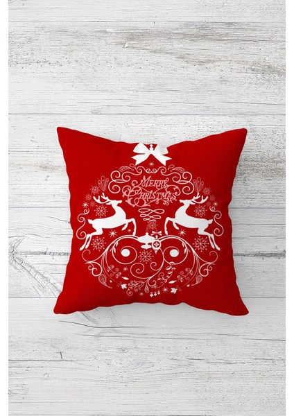 Christmas Yılbaşı Kar Tanesi ve Geyik Gizli Fermuarlı Kırlent Kılıfı Yastık Kılıfı TAKIM(4ADET) fırsatları