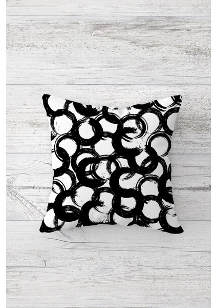 Ay ve Geometrik Desenli Gizli Fermuarlı Kırlent Kılıfı Koltuk Yastık Kılıfı TAKIM(4ADET) fırsatları