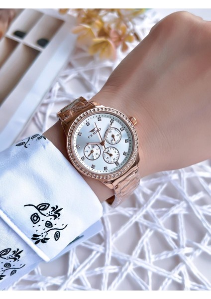 Rose Gold Renk Iç Fonksiyonları Aktif 3 Atm Çelik Kordon Kadın Kol Saati BFM21077AWT-C fiyatları