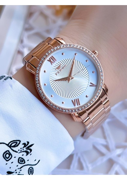 Rose Gold Renk 3 Atm Suya Dayanıklı Çelik Kordon Özel Tasarım Kadın Kol Saati BFL2126AWT-C