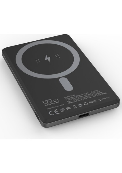 S-40 Slimo 5000MAH Wireless ve Magsafeli Power Bank