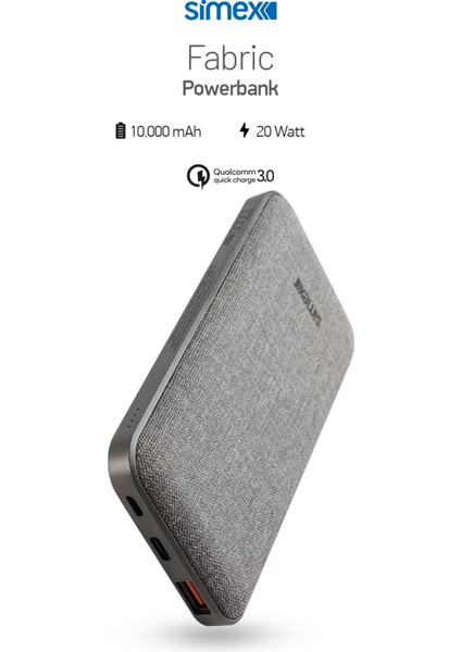 S-37 Fabric 22,5W/PD 10000MAH Hızlı Şarj Power Bank