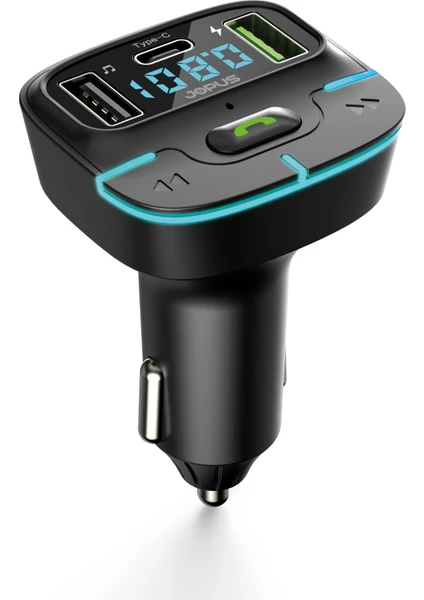 F9 Araç Fm Transmitter 5.3 Bluetooth Araç Kiti USB Type-C Hızlı Şarj Çıkışlı Çakmaklık Girişli