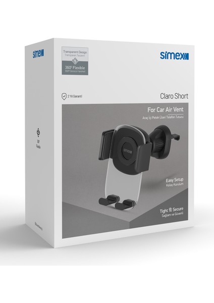 Araç Içi Petege Takmali Nano Cam Gövdeli Sıkıştırmalı Telefon Tutucu Claro Short indirimleri