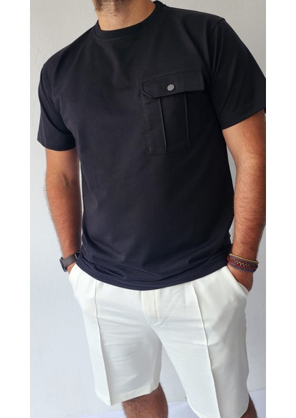 Bisiklet Yaka 2 Iplik Şardonsuz Kumaş Şort Tshirt Erkek Takım