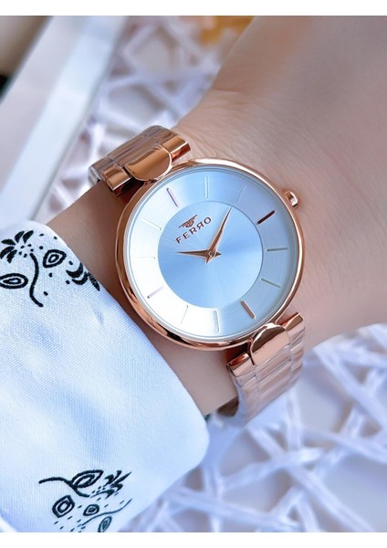 Rose Gold Renk 3 Atm Suya Dayanıklı Çelik Kordon Özel Tasarım Kadın Kol Saati BF21129AWT-C