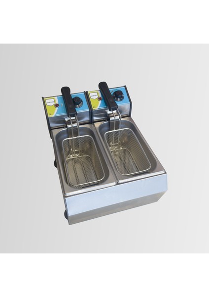 3+3 Lt Elektrikli Fritöz Çiftli Kapaklı