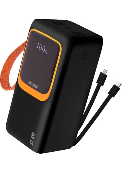 S-35 Giant 50.000 Mah Prime Dijital Göstergeli Fener Hızlı Şarj Çoklu Kablo Powerbank,taşınabilir Şarj Cihazı