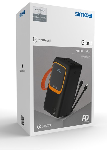 S-35 Giant 50.000 Mah Prime Dijital Göstergeli Fener Hızlı Şarj Çoklu Kablo Powerbank,taşınabilir Şarj Cihazı fırsatları