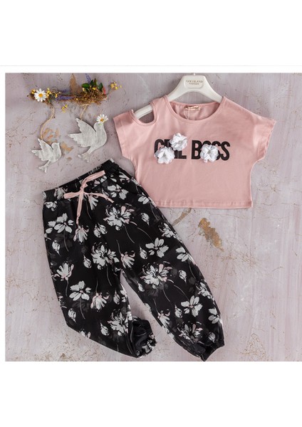 Çiçek Desenli Kız Çocuk Takım
