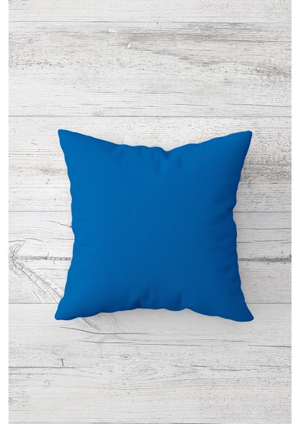 Düz Renk Lacivert Çift Tarafı Baskılı Gizli Fermuarlı Yastık Kılıfı Kırlent Koltuk Yastık Kılıfı