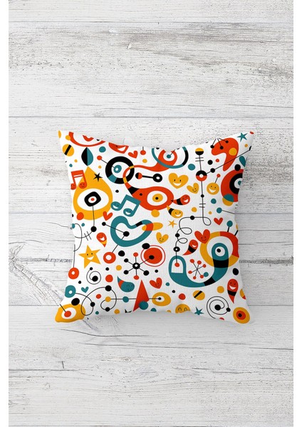 Sevimli Minik Ikonlar Çift Tarafı Baskılı Gizli Fermuarlı Yastık Kılıfı Kırlent Koltuk Yastık Kılıfı