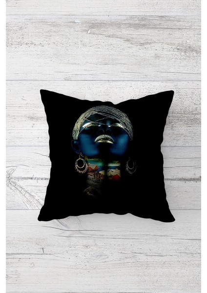 Siyah Afrikalı Kadın Çift Tarafı Baskılı Gizli Fermuarlı Yastık Kılıfı Kırlent Koltuk Yastık Kılıfı