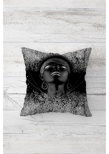 Silver Afrikalı Kadın Çift Tarafı Baskılı Gizli Fermuarlı Yastık Kılıfı Kırlent Koltuk Yastık Kılıfı