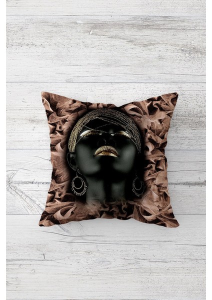 Silver Afrikalı Kadın Çift Tarafı Baskılı Gizli Fermuarlı Yastık Kılıfı Kırlent Koltuk Yastık Kılıfı