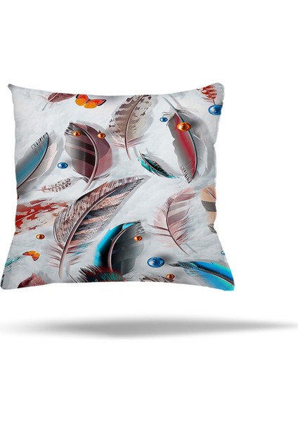 Benekli Güllü Tüy Desenli Gizli Fermuarlı Yastık Kılıfı Kırlent Kılıfı Koltuk Yastık Kılıfı fiyatları