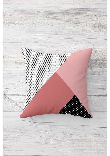 Renk Bloklu Puantiyeli Benekli Çift Tarafı Baskılı Gizli Fermuar Yastık Kılıfı Kırlent Koltuk Kılıfı