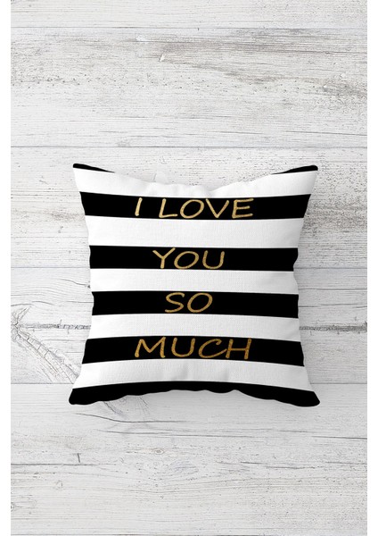 I Love You Sevgili Çift Tarafı Baskılı Gizli Fermuarlı Yastık Kılıfı Kırlent Koltuk Yastık Kılıfı