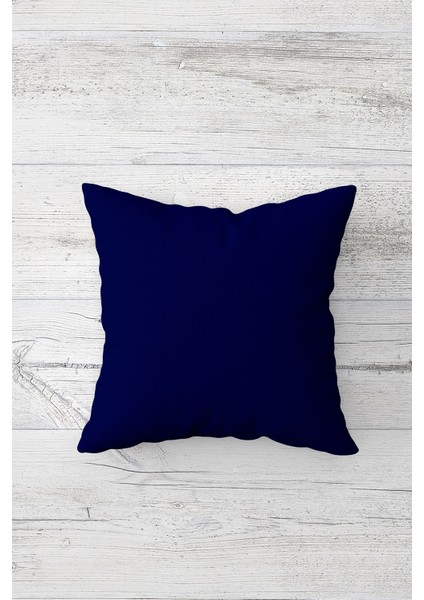 Düz Renk Saks Mavisi Çift Tarafı Baskılı Gizli Fermuarlı Yastık Kılıfı Kırlent Koltuk Yastık Kılıfı