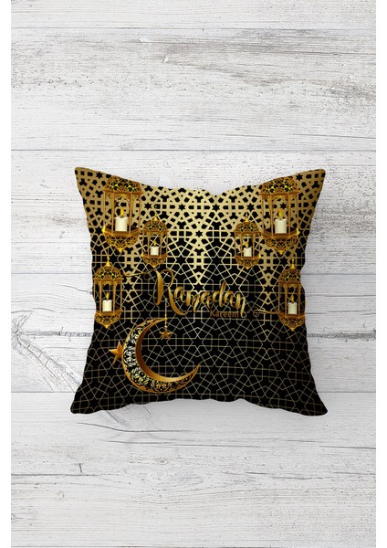 Ramazan Eid Mubarak Çift Tarafı Baskılı Gizli Fermuarlı Yastık Kılıfı Kırlent Koltuk Yastık Kılıfı
