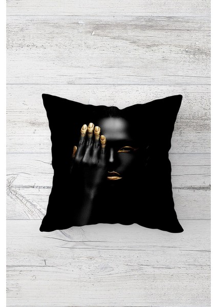 Afrikalı Siyahi Kadın Etnik Çift Tarafı Baskılı Gizli Fermuarlı Kırlent Koltuk Yastık Kılıfı