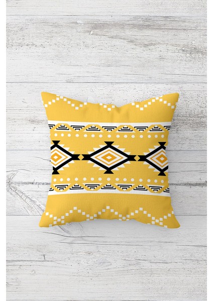 Etnik Kilim Desenli Çift Tarafı Baskılı Gizli Fermuarlı Yastık Kılıfı Kırlent Koltuk Yastık Kılıfı