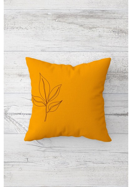 Yaprak Desen Çift Tarafı Baskılı Gizli Fermuarlı Yıkanabilir Leke Tutmaz Dekoratif Kırlent Kılıfı